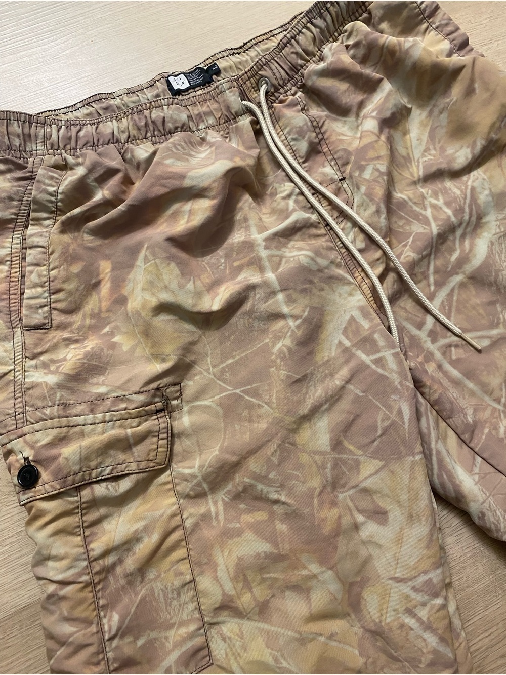 Men's Tan Camo Drawstring Cargo Joggers